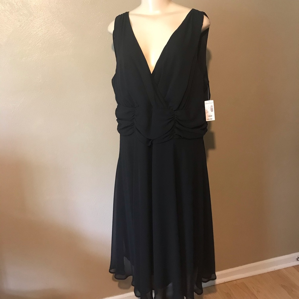 Dress barn 18W black semi sheer evening dress